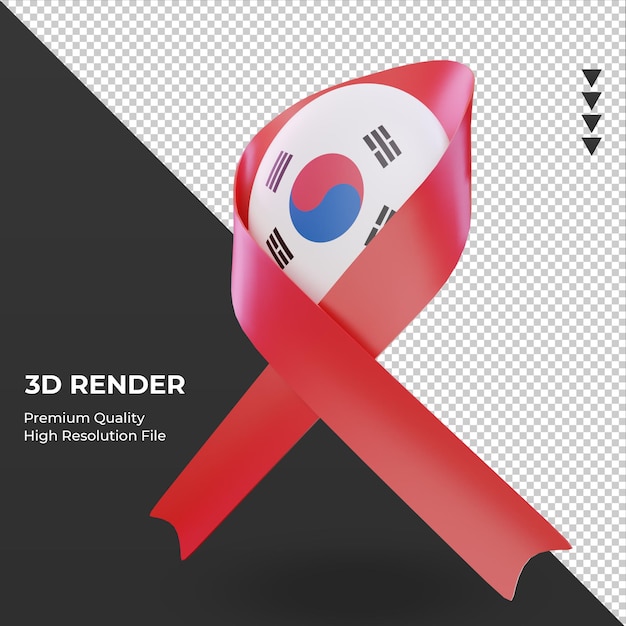 PSD 3d aids day bandeira da coreia do sul renderizando vista direita