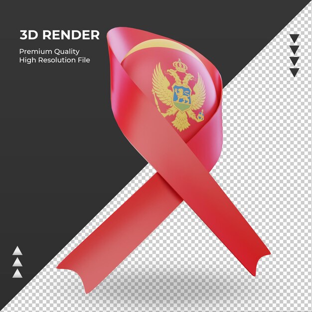 3d aids day bandeira de montenegro renderizando a vista esquerda