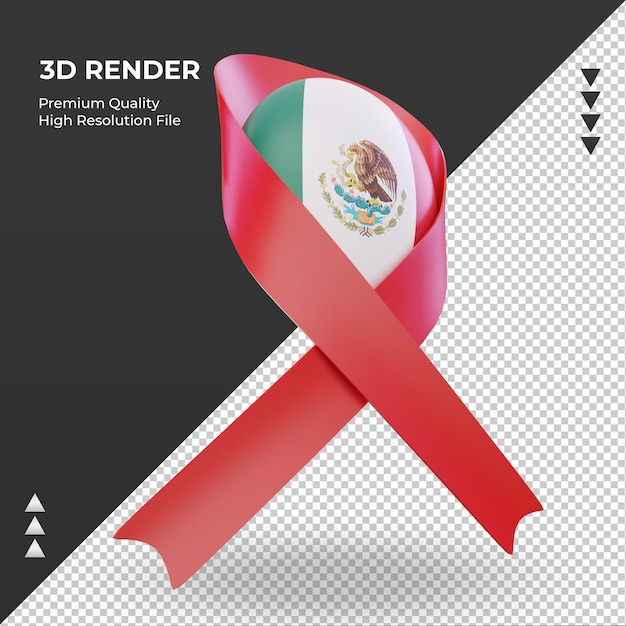 3d aids day bandeira do méxico renderizando a vista esquerda