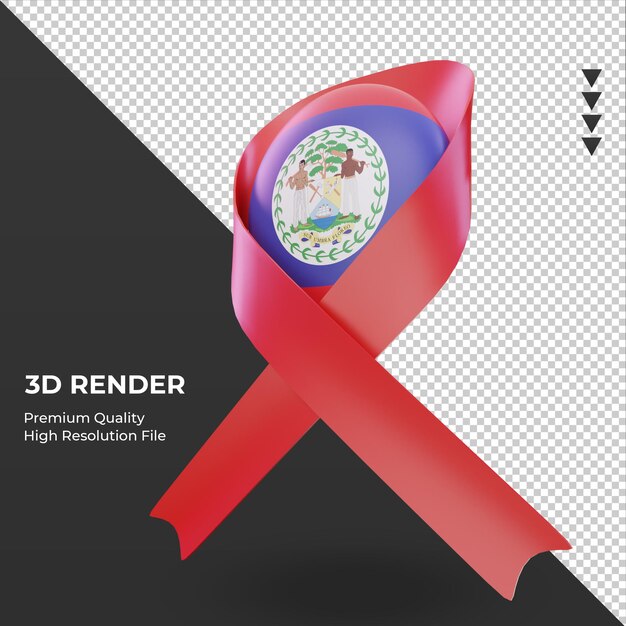 PSD 3d aids day belize flag render view right view