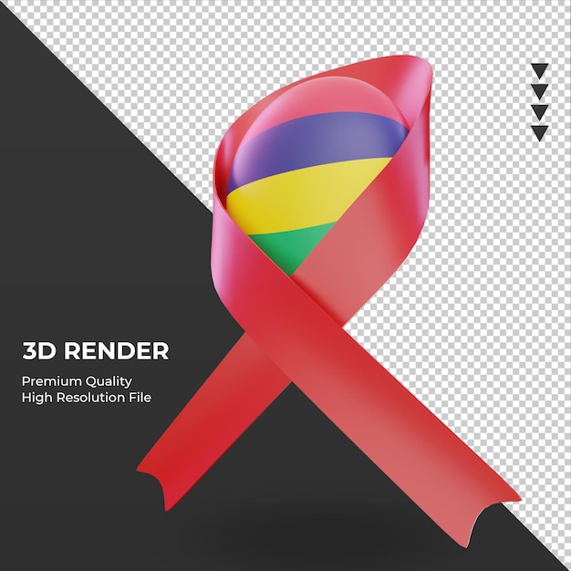 3d aids day flag mauritius renderizando vista correta