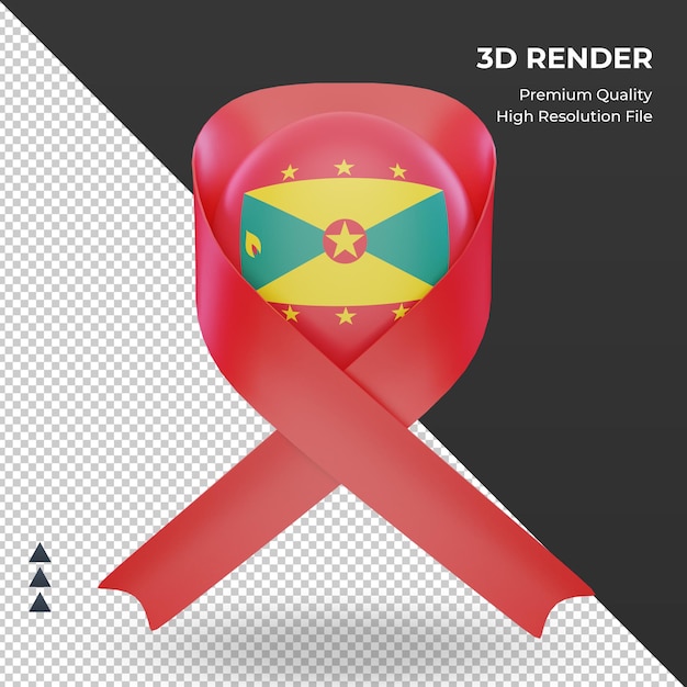 PSD 3d aids day grenada flag render view front view