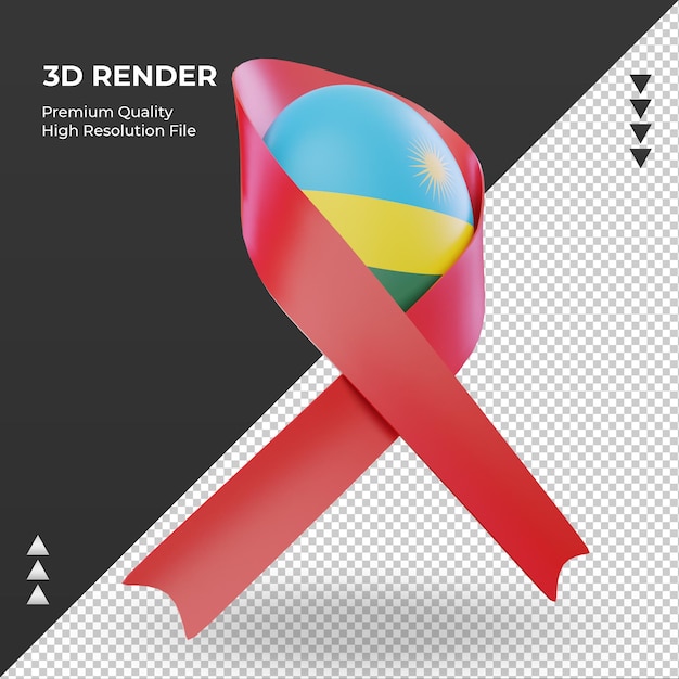 3D Aids Day Ruanda Flagge Rendering linke Ansicht