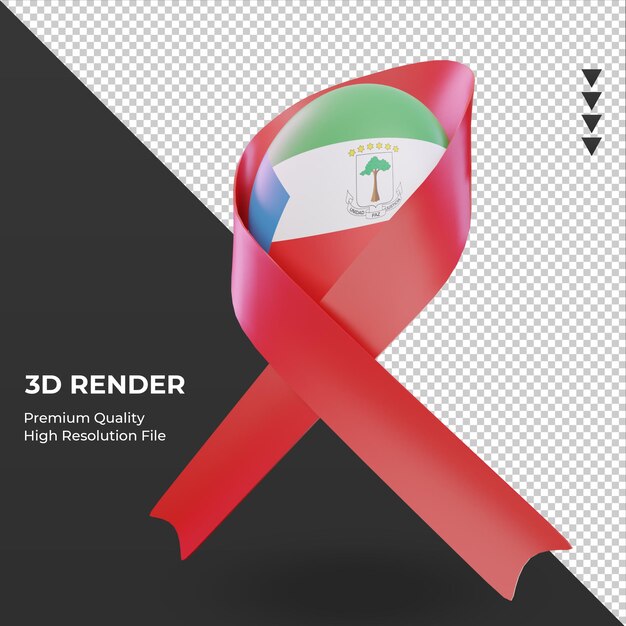 3d-aids-tag äquatorial-guinea-flagge, die rechte ansicht rendert