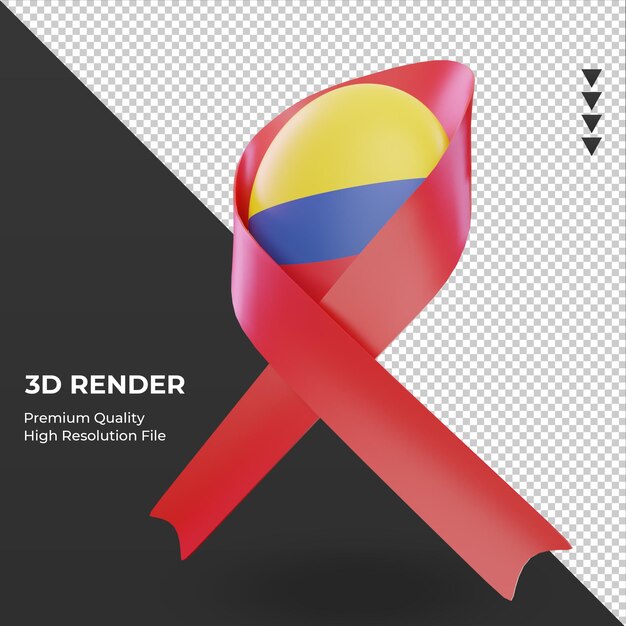 PSD 3d-aids-tag kolumbien-flagge, die rechte ansicht rendert