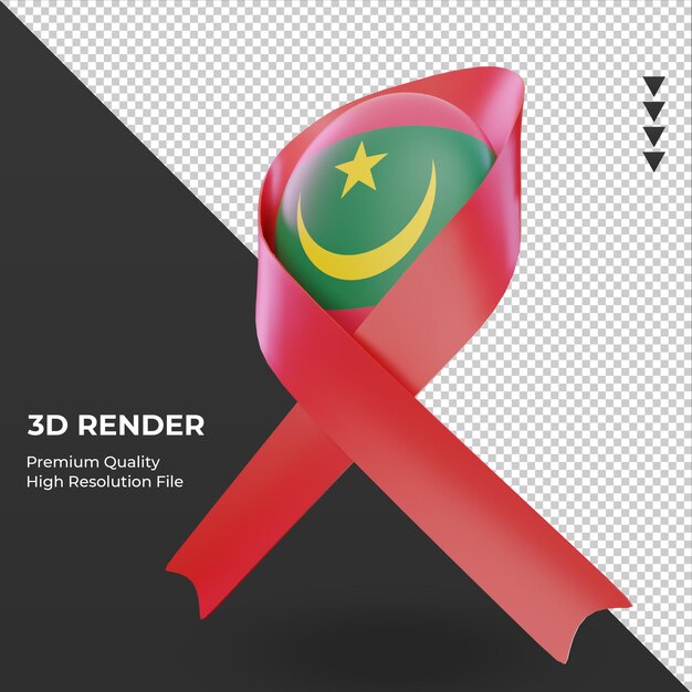 3d-aids-tag mauretanien-flagge, die rechte ansicht rendert