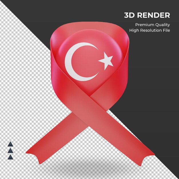 PSD 3d-aids-tag türkei-flagge-rendering-vorderansicht