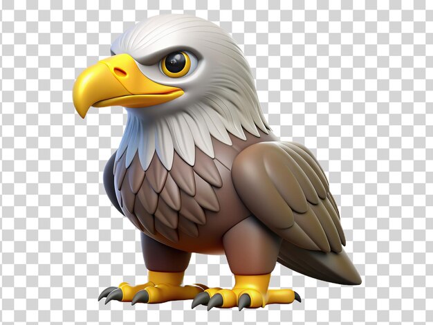 PSD 3d aigle majestueux debout sur un fond transparent