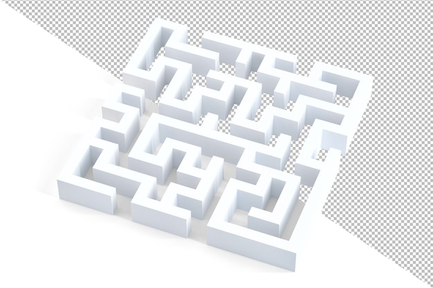 PSD 3d aislado laberinto blanco ilustración 3d