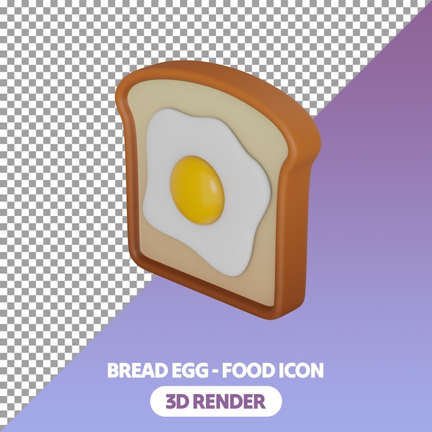 3d aislado rebanada de pan desayuno huevo icono de comida estilizado en fondo transparente psd