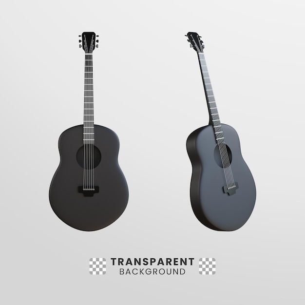 3D Akustikgitarre mit schwarzer Farbe