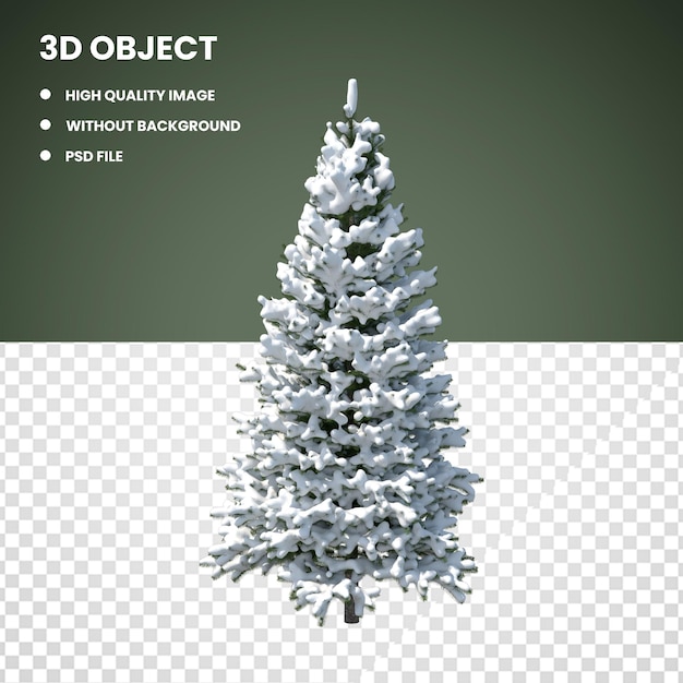 3d albero sempreverde coperto di neve