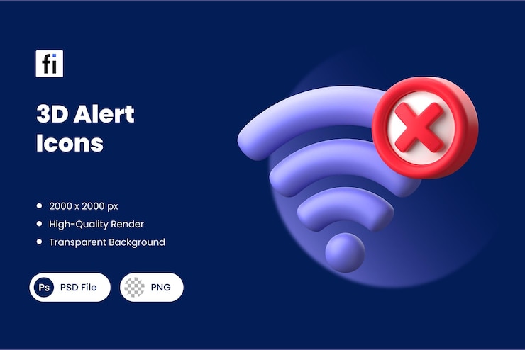 PSD 3d-alert-symbole kein wlan-signal