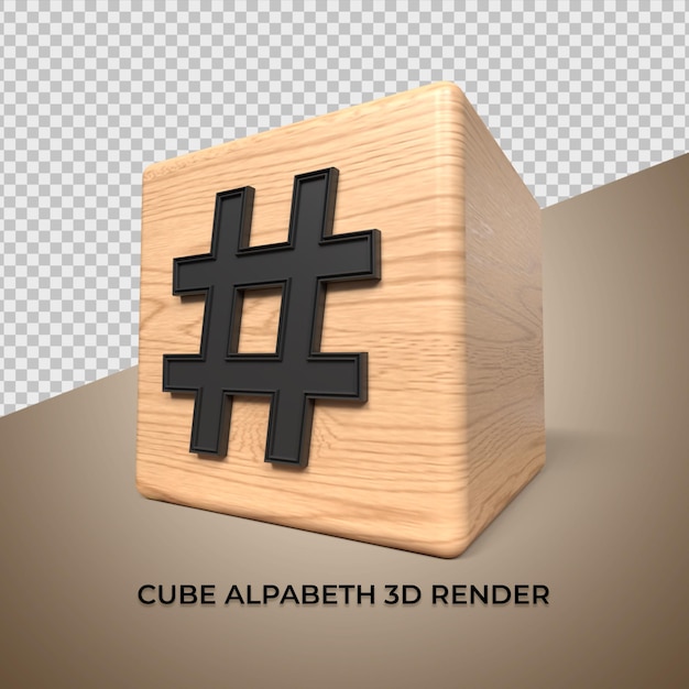 3d alfabeto hastag cubo madeira de madeira para negócios