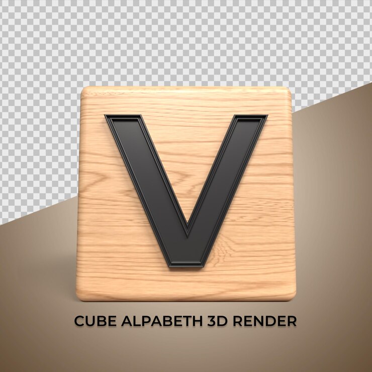 PSD 3d alfabeto v cubo madera madera para negocios