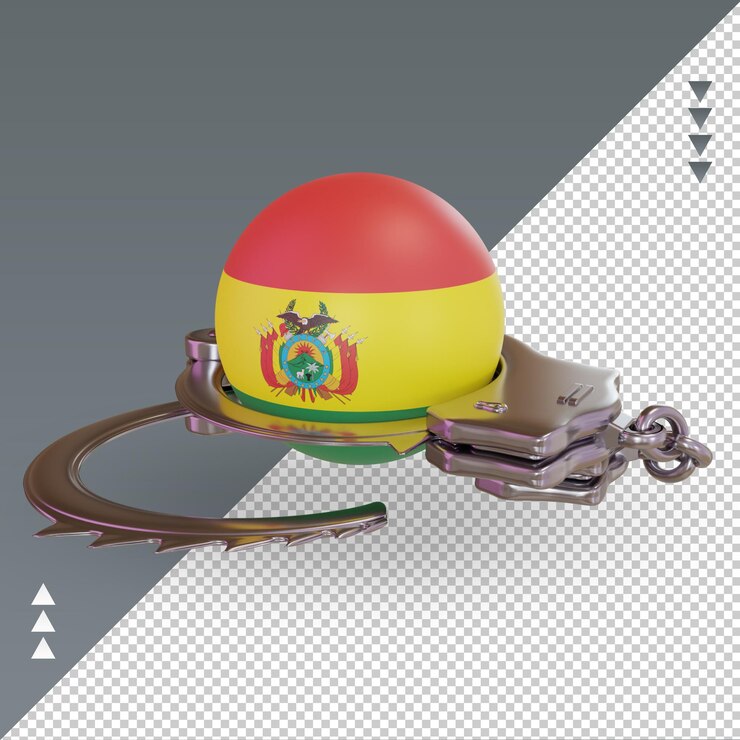 PSD 3d algema bandeira da bolívia renderizando a vista direita