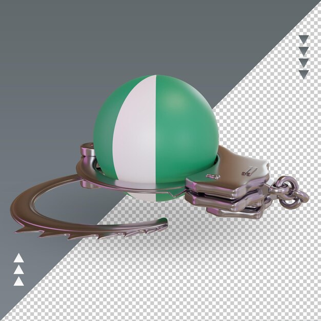 3d algema bandeira da nigéria renderizando a vista direita