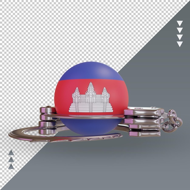 PSD 3d algema bandeira do camboja renderização vista frontal