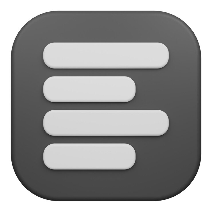 PSD 3d alinear el ícono de texto a la izquierda aislado en el fondo transparente