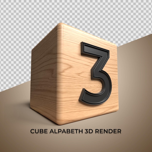 PSD 3d-alphabet 3 würfel holz aus holz für unternehmen