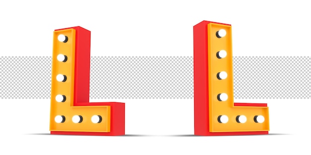 3D-Alphabet Broadway-Stil mit Glühbirne, 3D-Rendering