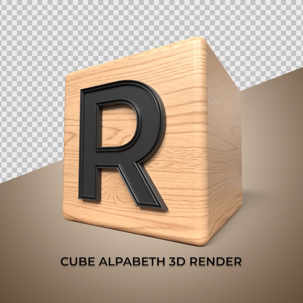 PSD 3d alphabet r würfel holz aus holz für unternehmen