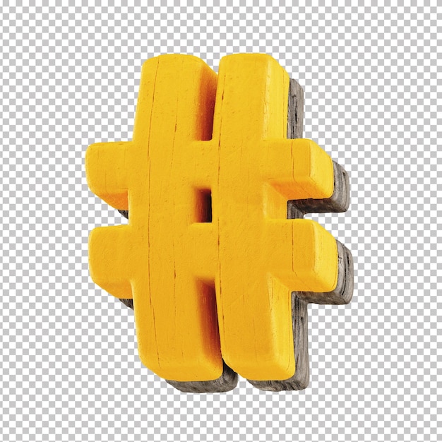 3d-alphabet-symbol-hashtag mit holzstruktur und transparentem hintergrund festa junina brasilien