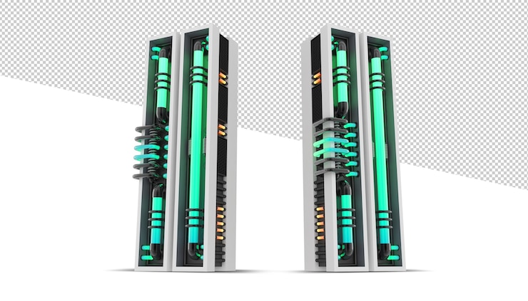 PSD 3d-alphabetbuchstabe mit grünem neonlichteffekt