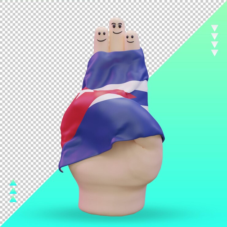 PSD 3d amistad día dedo cuba bandera renderizado vista frontal