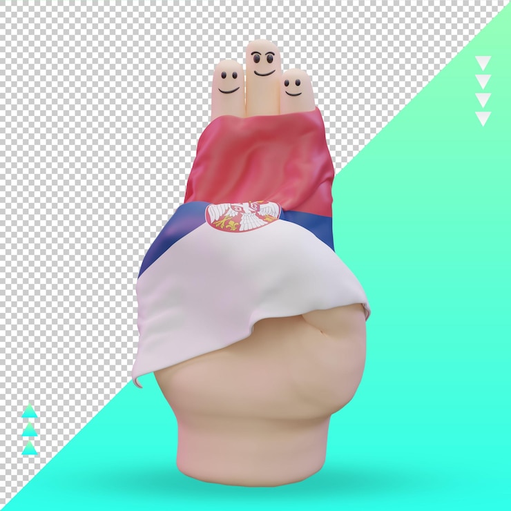 PSD 3d amistad día dedo serbia bandera representación vista frontal