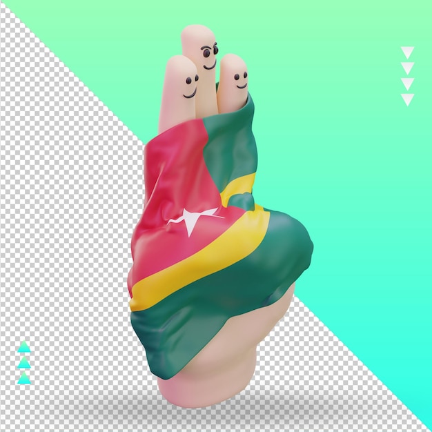 3d amistad día dedo togo bandera renderizado vista izquierda