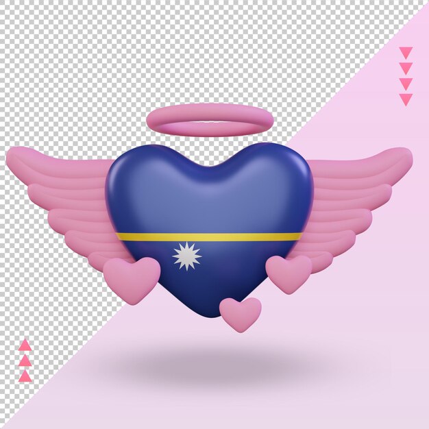 PSD 3d amor dos namorados bandeira de nauru renderização vista frontal