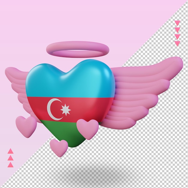 PSD 3d amor dos namorados com a bandeira do azerbaijão renderizando a vista correta