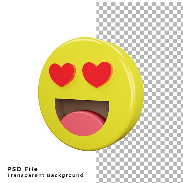 3d amor ojos emoticon icono renderizado de alta calidad archivos psd