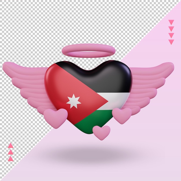 PSD 3d, amor de san valentín, jordania, bandera, interpretación, vista delantera