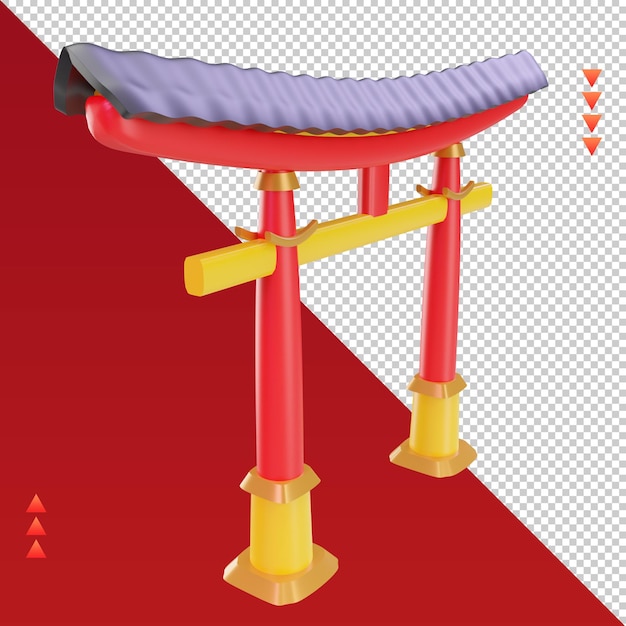 3d anno nuovo cinese Torii Gate icona rendering vista sinistra