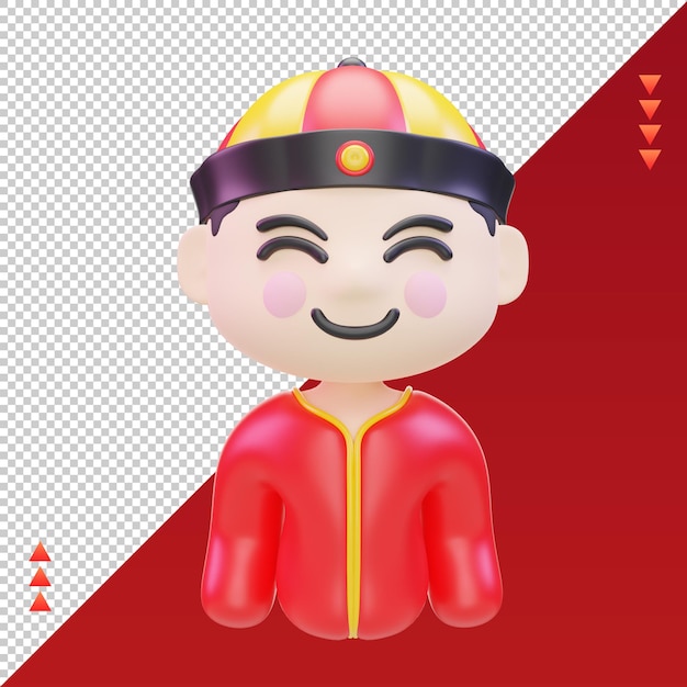 PSD 3d ano novo chinês ícone de menino chinês renderização vista frontal