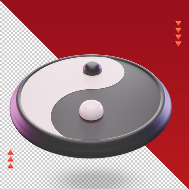 PSD 3d ano novo chinês ícone yin yang renderização vista superior