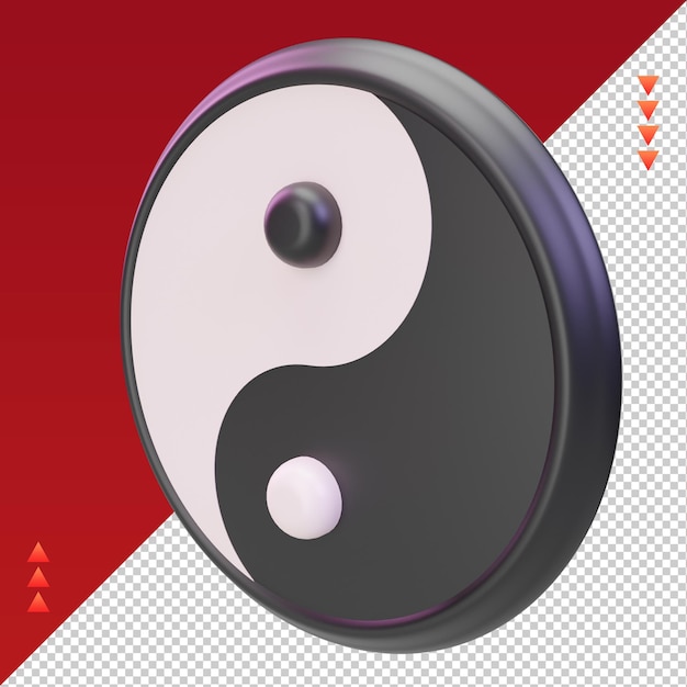 3d ano novo chinês ícone yin yang renderizando a vista direita