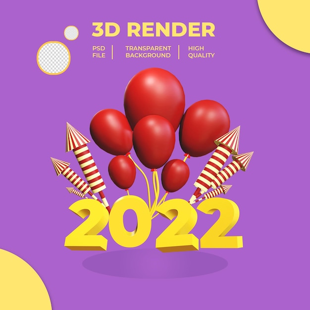 PSD 3d año nuevo 2022 con muchos globos y petardos