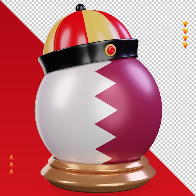 3d, año nuevo chino, bandera de qatar, renderizado, vista izquierda