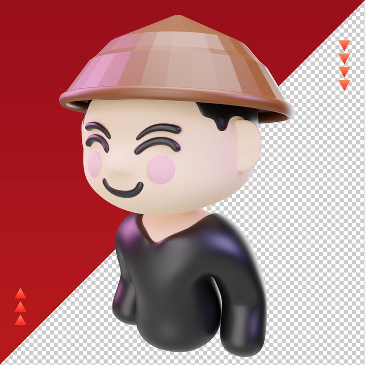 PSD 3d año nuevo chino icono de hombre chino renderizado vista derecha