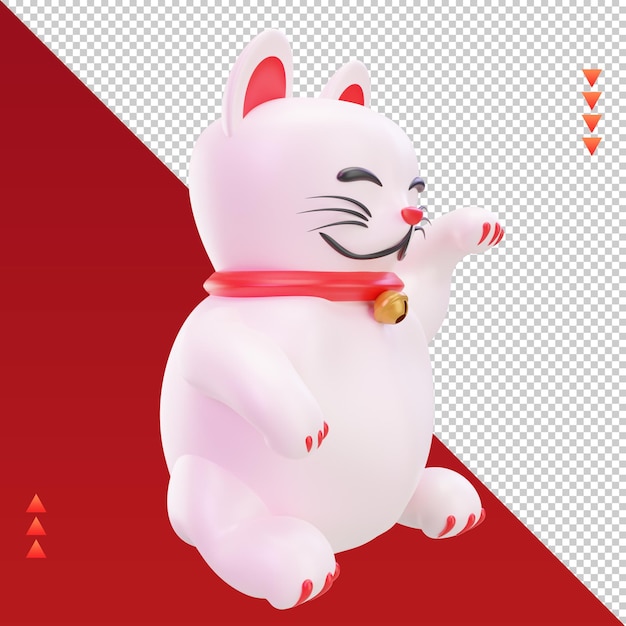 3d año nuevo chino Lucky Cat icon rendering vista izquierda