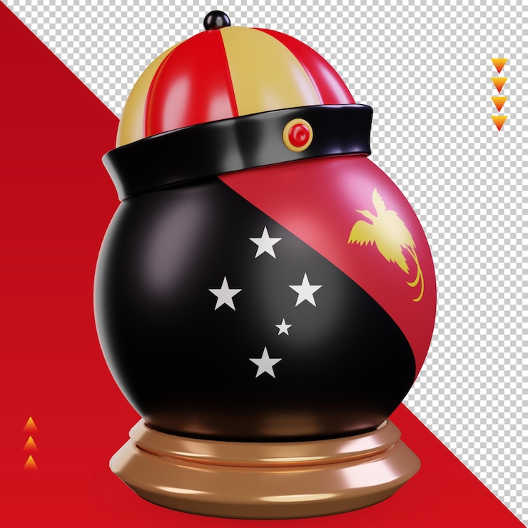 PSD 3d, año nuevo chino, papua nueva guinea, bandera, interpretación, izquierda, vista