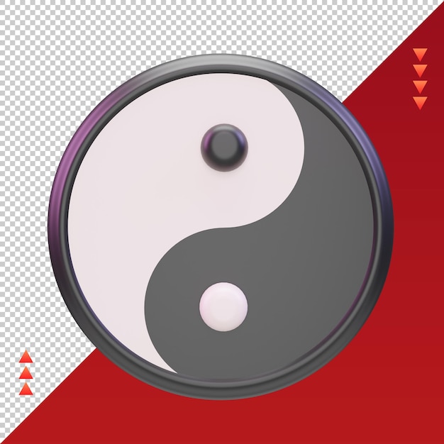 PSD 3d año nuevo chino yin yang icono renderizado vista frontal