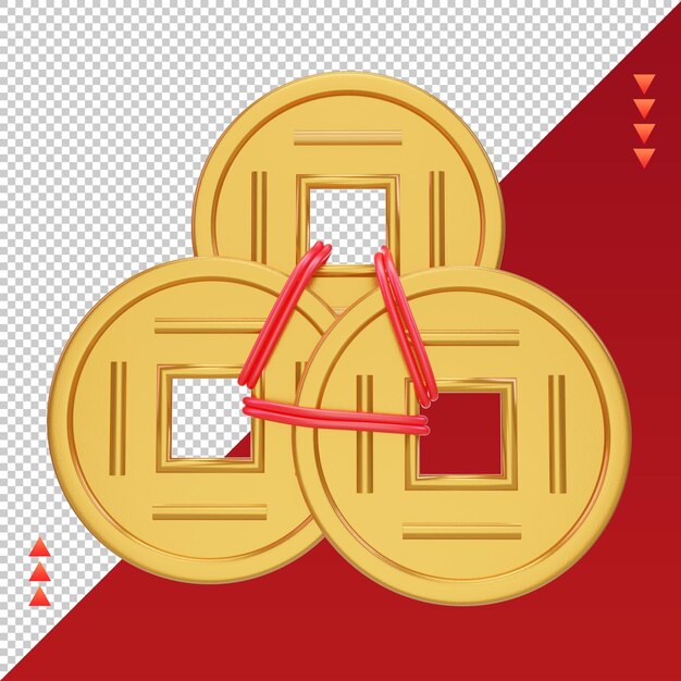 3d año nuevo chino Yuan icon rendering vista frontal