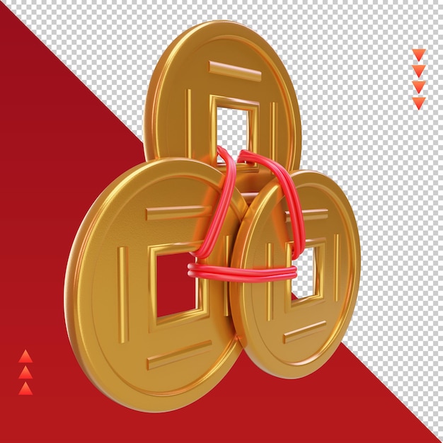3d año nuevo chino Yuan icon rendering vista izquierda