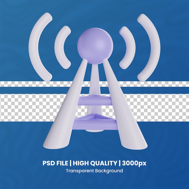 3D-Antenne hochwertige Wiedergabe transparenter Hintergrundradio 3D-Render-Icon-Pack
