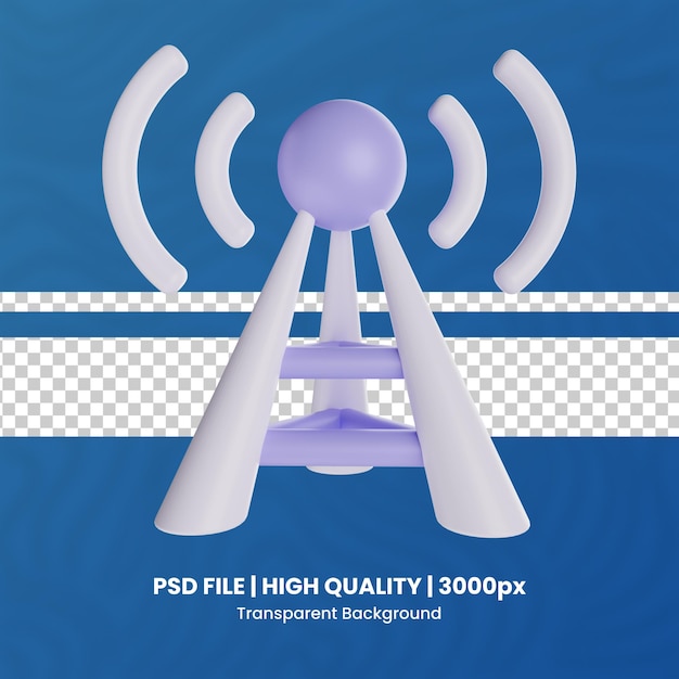 PSD 3d-antenne hochwertige wiedergabe transparenter hintergrundradio 3d-render-icon-pack