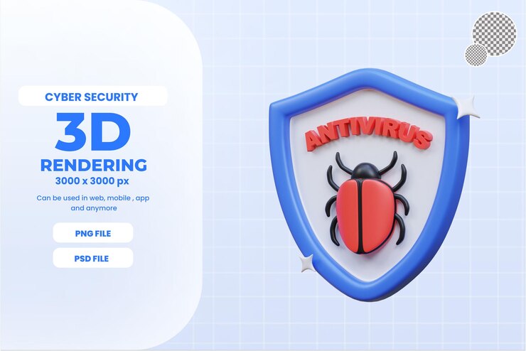 PSD 3d antivirus icon illustration object premium psd